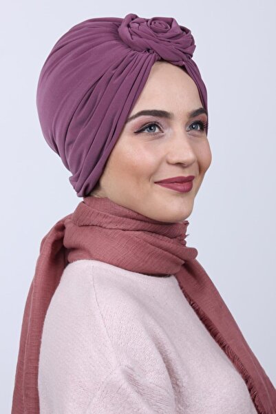 Nowa Scarf غطاء رأس بعقدة وردية قابلة للعكس باللون الوردي الداكن