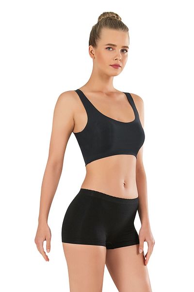 MODANTY Sutien bustieră cu laser negru pentru femei, fără urme (fără cupă) cu bretele groase, mătăsoase