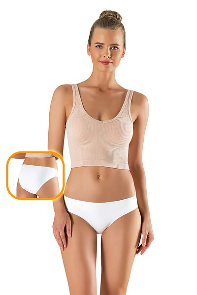 MODANTY Women's White Slip Panties Seamless Laser Cut Non-Marking Gathering Silicone