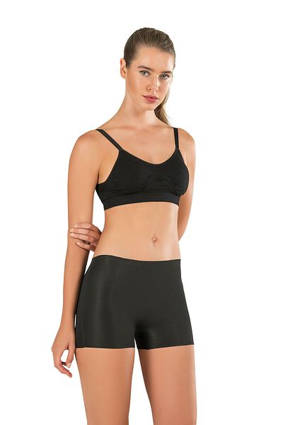 MODANTY Sutien negru pentru femei Minimizer Minimizer Bretele subțiri fără cupă Tricotat fără cusături