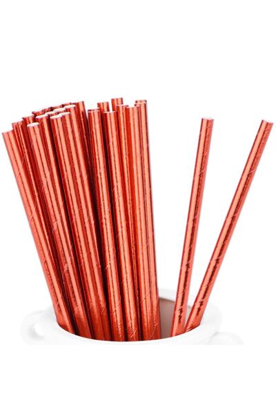 Partimarka Kırmızı Metalik Doğum Günü Pipetleri