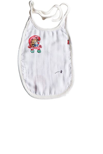 MAMMA VIA BABY Unisex Bebek Beyaz Bear Tale Mama Önlüğü