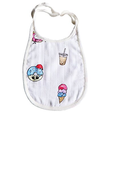 MAMMA VIA BABY Unisex White Children's White Yummy Foods Baby Bib