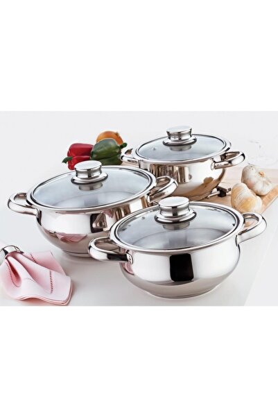gülsan Mercan 6 Parça Çelik Tencere Takımı Cam Kapak Fma290223