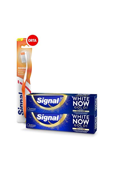 Signal White Now Gold Anında Beyazlık Diş Macunu 75 ml X2  Performance Orta Diş Fırçası