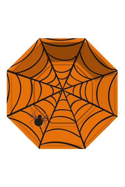 Massa Plate Halloween Halloween Spider Octagon Orange Pk:8-