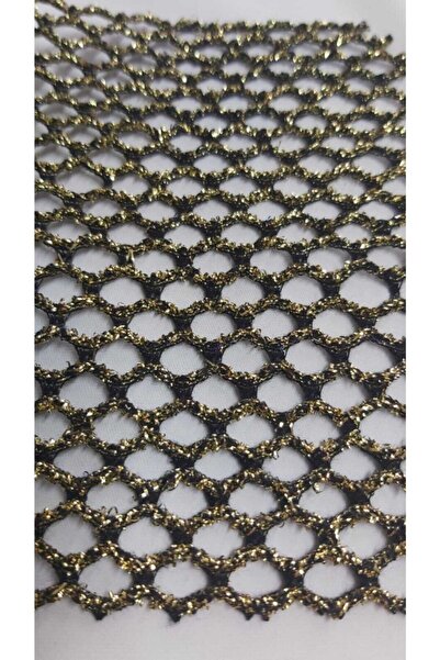 River Fabrics شبكة محبوكة لامعة باللون الأسود والذهبي