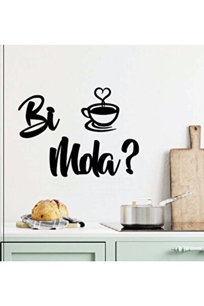 Miana Lazer Bi Mola? Kahve Duvar Yazısı Bi Mola Kahve 25x18cm Motto Mutfak De...