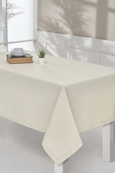 Buldan CSN Tekstil Beige Plain Buldan Linen Authentic Tablecloth
