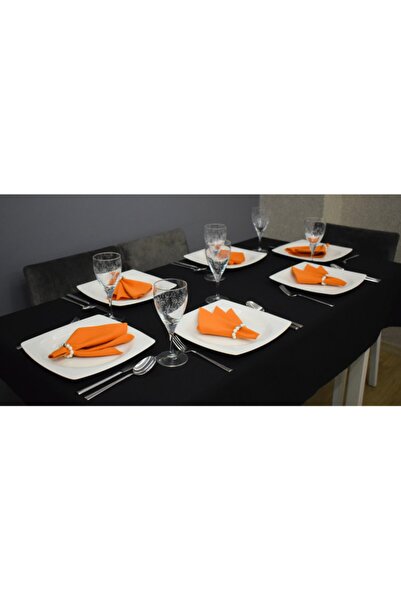 paris in paris Set fete de masa (170X220) si 6 bucati portocaliu 33x33 cm servetel din stofa inel cu perla