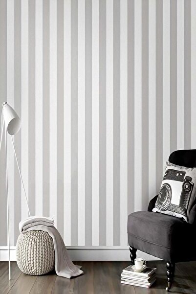 Exclusion Zümrüt Joven Gri Beyaz Çizgili Duvar Kağıdı 5 M2 ( 7940 )