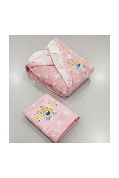 Özdilek ( 7-8 Yaş ) Barbie Star Çocuk Bornoz Seti 2 Parça