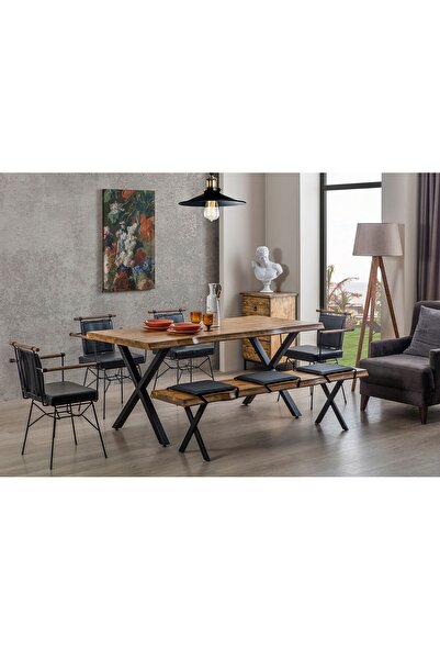 Eymense Pablo Ladin Ahşap Yemek Masası Takımı