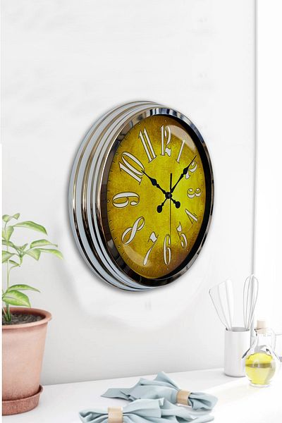 Kasva Concept Gift 40 cm Chrome Metal Golden Wall Clock