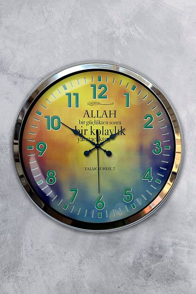 Kasva Concept Gift Decorative 40 cm Chrome Metal Verse Smoke Wall Clock