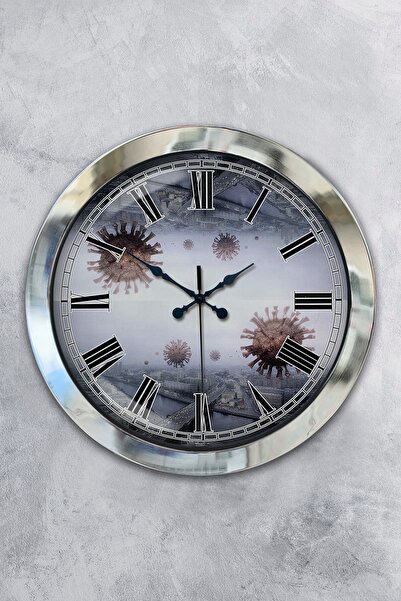 Platin Saat ساعة حائط العالم الجديد من معدن الكروم مقاس 36 سم