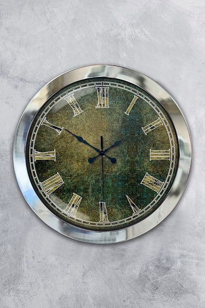 Kasva Concept Gift 36 cm Chrome Metal Antique Wall Clock
