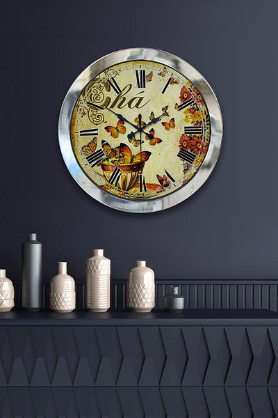 Kasva Concept Gift 36 cm Chrome Metal Cha Wall Clock