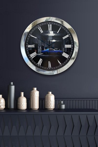 Kasva Concept Gift 36 cm Chrome Metal Car Wall Clock