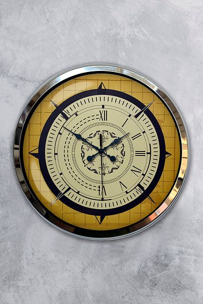 Kasva Concept Δώρο Ρολόι τοίχου μεταλλική πυξίδα χρωμίου 40 εκ