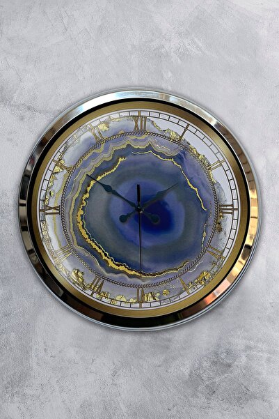 Kasva Concept ساعة حائط من الرخام المعدني الكروم مقاس 40 سم