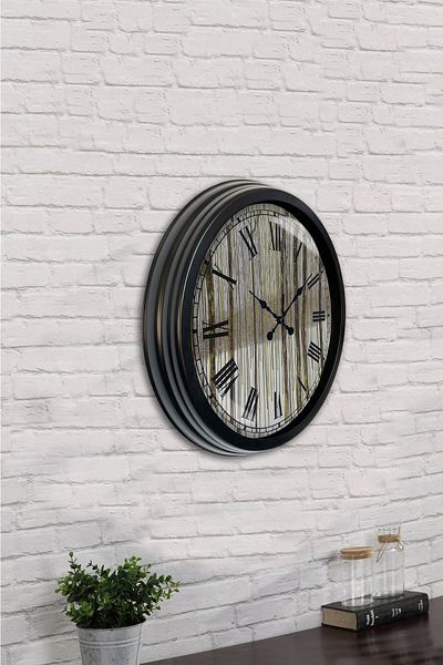 Kasva Concept Gift 40 cm Black Metal Roman Numeral Wall Clock