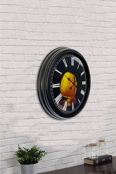 Kasva Concept Gift 40 cm Black Metal Apple Wall Clock