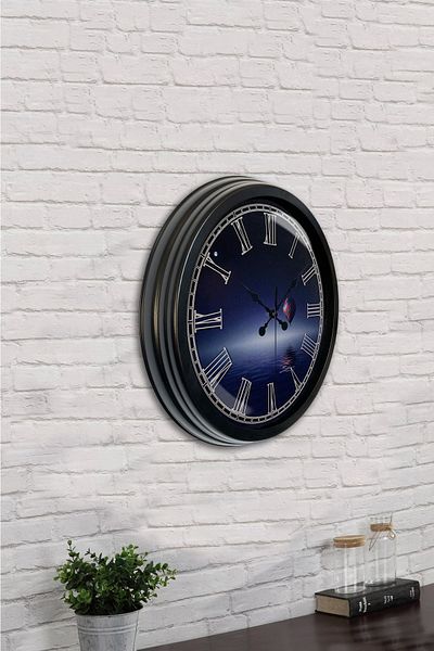 Kasva Concept Gift 40 cm Black Metal Cappadocia Wall Clock