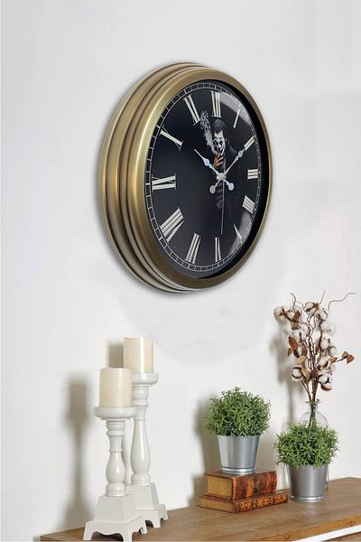 Kasva Concept Gift 40 cm Antique Metal Joker Wall Clock