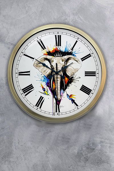 Kasva Concept Gift 40 cm Antique Metal Elephant Wall Clock