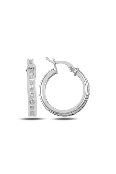 BARIŞ TAKI 925 Ayar Gümüş Beyaz Baget Taşlı Halka Küpe