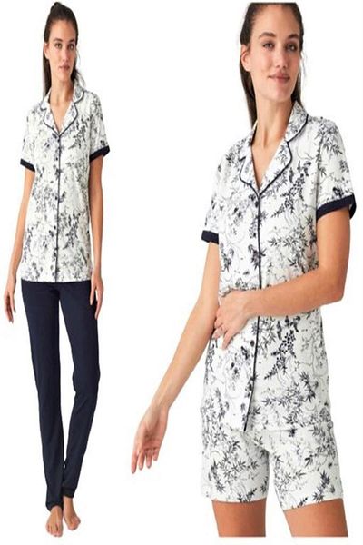 Mod Collection طقم بيجامة قطنية بأزرار أمامية مكونة من 3 قطع