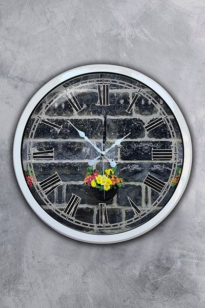Kasva Concept 40 cm White Metal Stone Structure Wall Clock