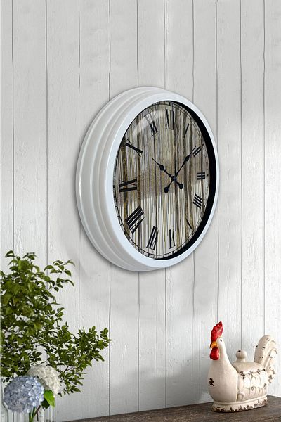 Kasva Concept Gift 40 cm White Metal Roman Numeral Wall Clock