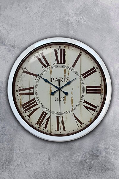 Platin Saat هدية ساعة حائط باريس 1807 معدنية بيضاء مقاس 40 سم