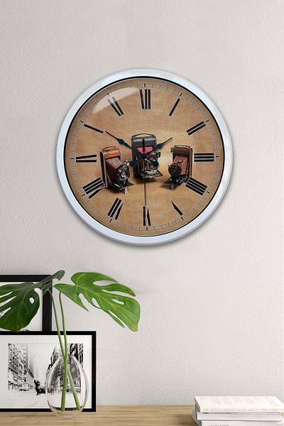 Kasva Concept Gift 40 cm White Metal Camera Wall Clock
