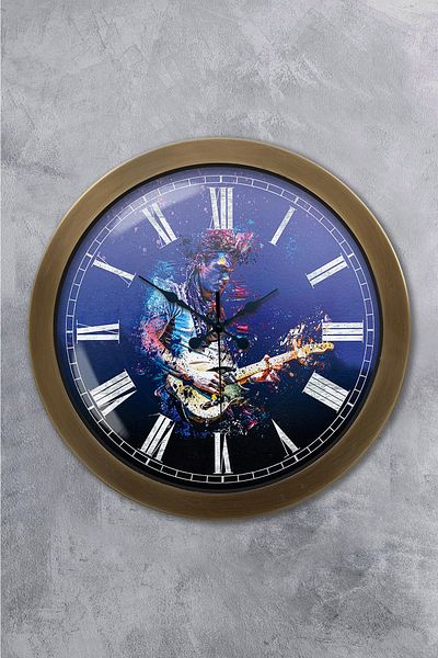 Kasva Concept 36 cm Antique Metal Guitarist Wall Clock