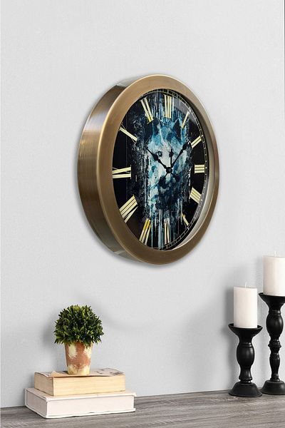 Kasva Concept 36 cm Tumbled Metal Wolf Wall Clock