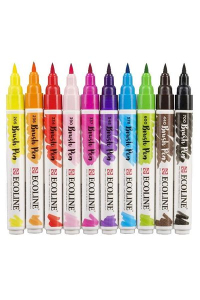 Talens Ecoline Brush Pen Brush Tip Pen Set 10 Colors Bright Colors