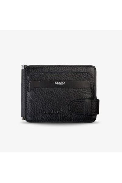 GUARD Leather Card Holder - Black with Clip