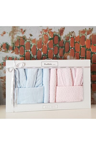 Özdilek مجموعة رداء الحمام العائلي سالمون بلو ديزي