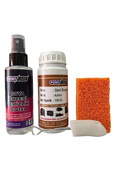 Point Care 3 Set Kahve Mont, Direksiyon, Döşeme, Ayakkabı, Deri Boyası + Temizleme Sıvısı + Sünger