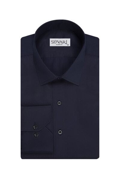 SÜVARİ Ανδρικό πουκάμισο με λεπτή εφαρμογή με σχέδιο Dobby
