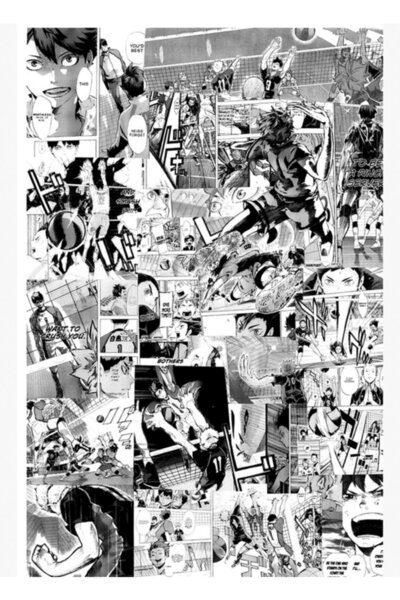 Universal Haikyuu! Manga Kolaj V2 Tablo Ahşap Poster Dekoratif