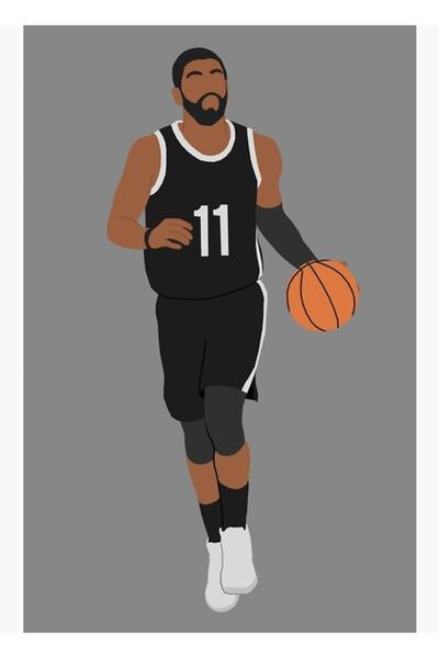 Universal Διακοσμητική ξύλινη αφίσα με εικονογράφηση του Kyrie Irving Nets