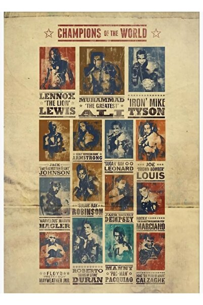 Universal Poster decorativ din lemn cu tabloul Campionilor Mondiali de Box