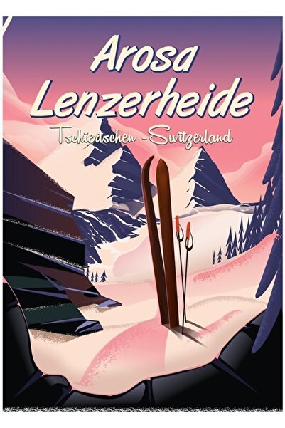 Universal Αφίσα ταξιδιού Αρόσα Λέντζερχαϊντ, Ελβετία. Διακοσμητική Ξύλινη Αφί...