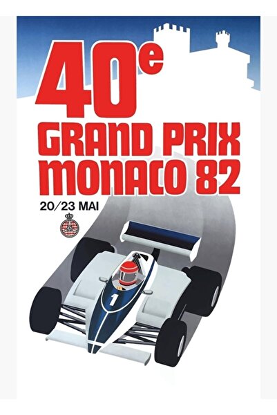 Universal 1982. poster trke Velike nagrade Monaka, drveni ukrasni poster
