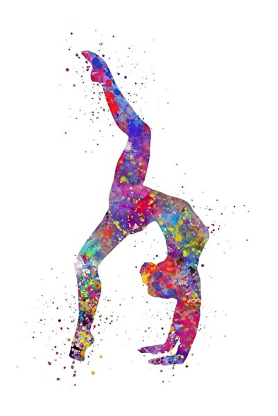 Universal Jimnastik Kız, Suluboya Jimnastik, Genç Hediye, Jimnastik Duvar I T...