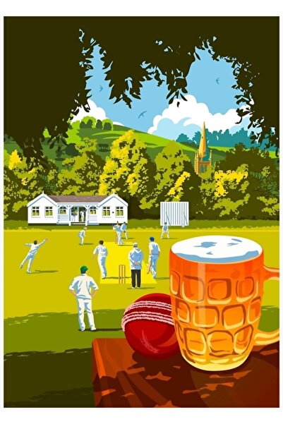 Universal Poster decorativ din lemn pentru masă de cricket de la sat